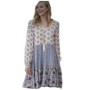 Matilda Jane Women's  Visionary Blue Tiered Boho Dress Size Medium